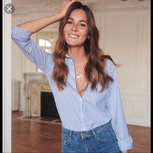 American Eagle Blue White Pinstripe Roll Tab